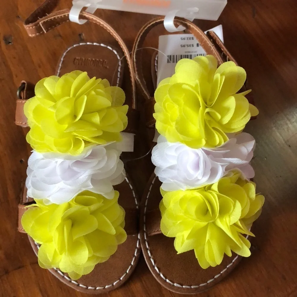 Yellow and white sandals